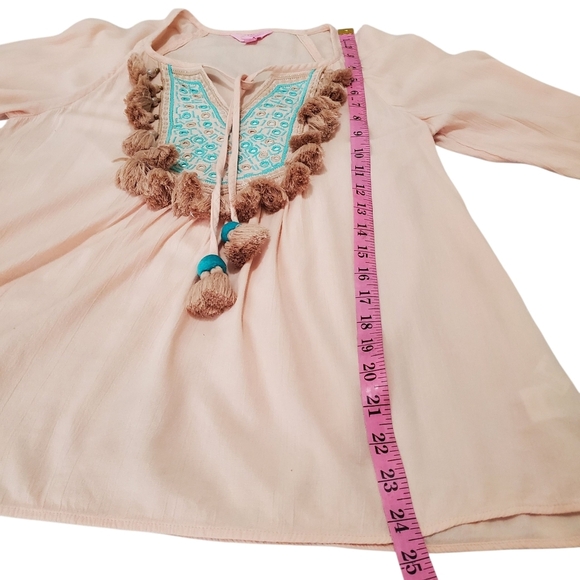 Lilly Pulitzer Shandy Top Tassels Pompom Embroidered XS Cotton Blend - Picture 9 of 14